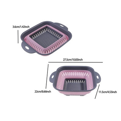 Coș de depozitare pliabil din silicon de bucătărie, strecurătoare pliabilă, strecurătoare de fructe, legume, filtru de scurgere, organizator
