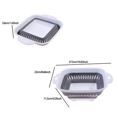 Coș de depozitare pliabil din silicon de bucătărie, strecurătoare pliabilă, strecurătoare de fructe, legume, filtru de scurgere, organizator
