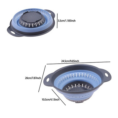 Coș de depozitare pliabil din silicon de bucătărie, strecurătoare pliabilă, strecurătoare de fructe, legume, filtru de scurgere, organizator