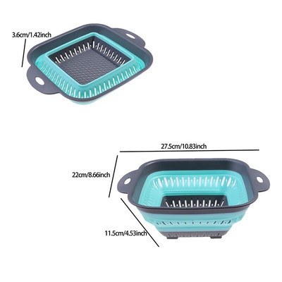 Coș de depozitare pliabil din silicon de bucătărie, strecurătoare pliabilă, strecurătoare de fructe, legume, filtru de scurgere, organizator
