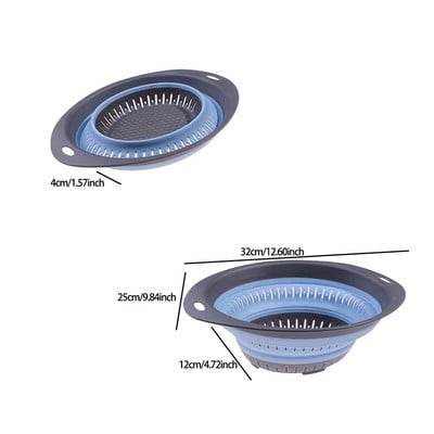 Coș de depozitare pliabil din silicon de bucătărie, strecurătoare pliabilă, strecurătoare de fructe, legume, filtru de scurgere, organizator