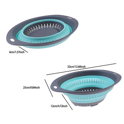 Coș de depozitare pliabil din silicon de bucătărie, strecurătoare pliabilă, strecurătoare de fructe, legume, filtru de scurgere, organizator