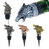Naujo stiliaus kūrybinis cinko lydinys Wolf Head vyno burnos batonėlis Šeimos aksesuaras Raudonojo vyno laukinis pledas degtinės butelio kamštis pilstymo įrankiai