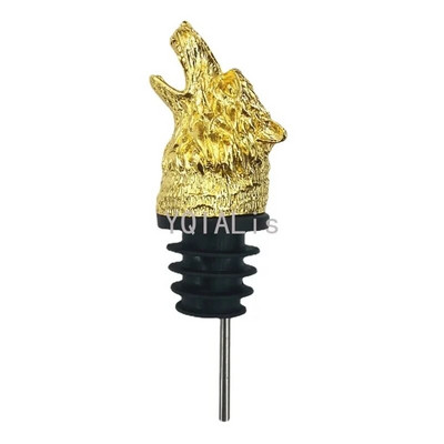 Naujo stiliaus kūrybinis cinko lydinys Wolf Head vyno burnos batonėlis Šeimos aksesuaras Raudonojo vyno laukinis pledas degtinės butelio kamštis pilstymo įrankiai