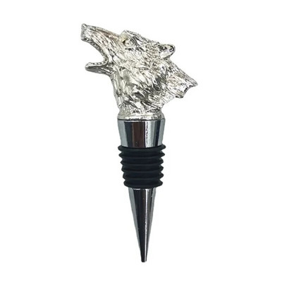 Naujo stiliaus kūrybinis cinko lydinys Wolf Head vyno burnos batonėlis Šeimos aksesuaras Raudonojo vyno laukinis pledas degtinės butelio kamštis pilstymo įrankiai