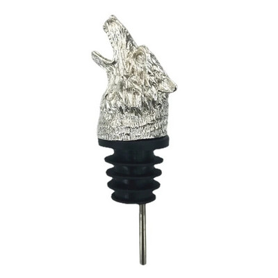 Naujo stiliaus kūrybinis cinko lydinys Wolf Head vyno burnos batonėlis Šeimos aksesuaras Raudonojo vyno laukinis pledas degtinės butelio kamštis pilstymo įrankiai