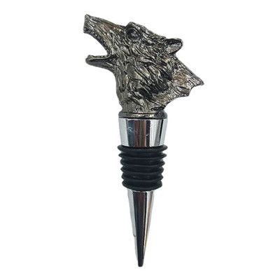 Naujo stiliaus kūrybinis cinko lydinys Wolf Head vyno burnos batonėlis Šeimos aksesuaras Raudonojo vyno laukinis pledas degtinės butelio kamštis pilstymo įrankiai