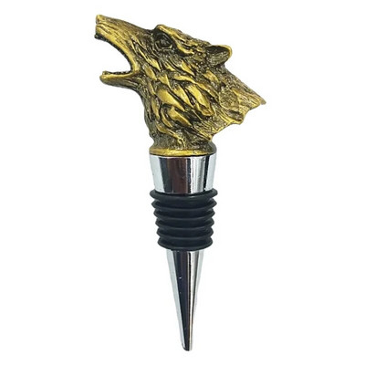 Naujo stiliaus kūrybinis cinko lydinys Wolf Head vyno burnos batonėlis Šeimos aksesuaras Raudonojo vyno laukinis pledas degtinės butelio kamštis pilstymo įrankiai