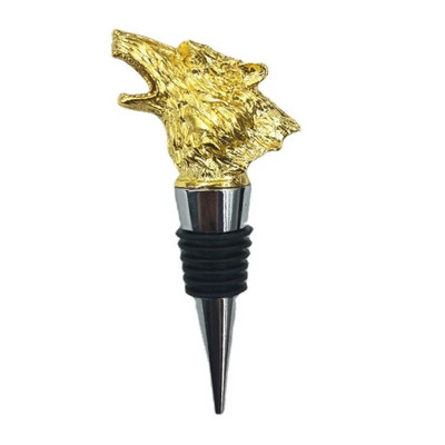 Naujo stiliaus kūrybinis cinko lydinys Wolf Head vyno burnos batonėlis Šeimos aksesuaras Raudonojo vyno laukinis pledas degtinės butelio kamštis pilstymo įrankiai