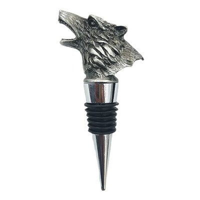 Naujo stiliaus kūrybinis cinko lydinys Wolf Head vyno burnos batonėlis Šeimos aksesuaras Raudonojo vyno laukinis pledas degtinės butelio kamštis pilstymo įrankiai