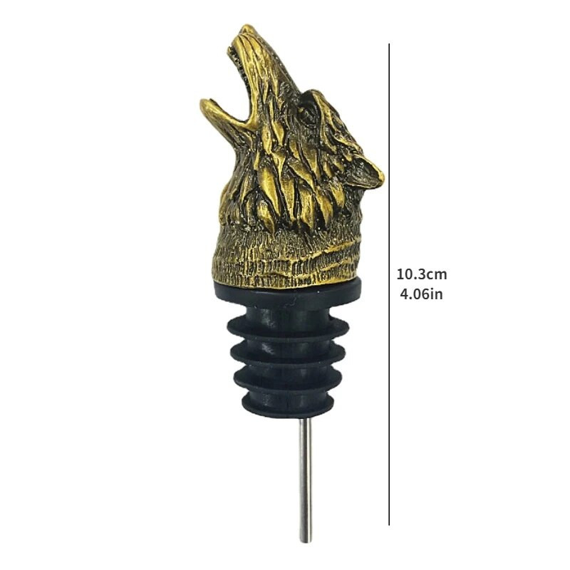 Naujo stiliaus kūrybinis cinko lydinys Wolf Head vyno burnos batonėlis Šeimos aksesuaras Raudonojo vyno laukinis pledas degtinės butelio kamštis pilstymo įrankiai