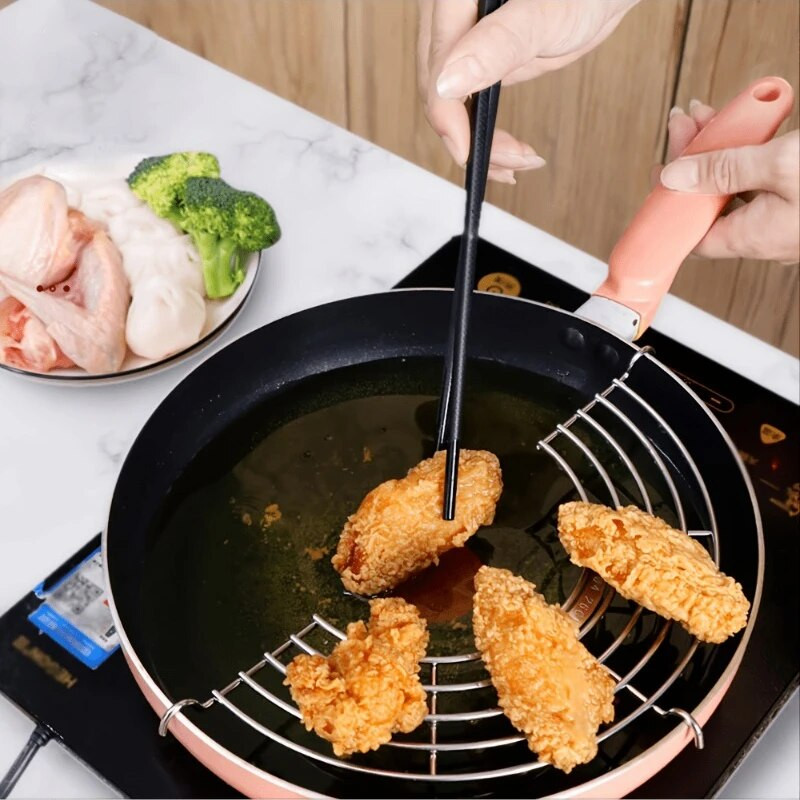 Nerūdijančio plieno šilumą izoliuojantis garo stovas pusapvalis nutekėjimo alyvos filtro stovas Virtuvė Namuose Keptas maistas Aliejaus lašinamas filtras