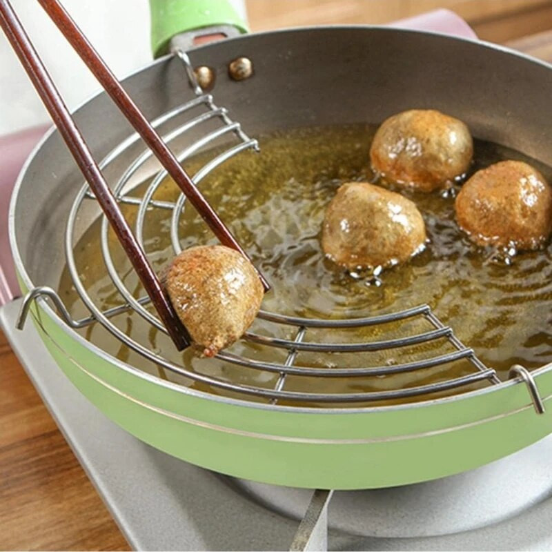 Nerūdijančio plieno šilumą izoliuojantis garo stovas pusapvalis nutekėjimo alyvos filtro stovas Virtuvė Namuose Keptas maistas Aliejaus lašinamas filtras