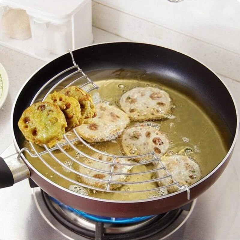 Nerūdijančio plieno šilumą izoliuojantis garo stovas pusapvalis nutekėjimo alyvos filtro stovas Virtuvė Namuose Keptas maistas Aliejaus lašinamas filtras