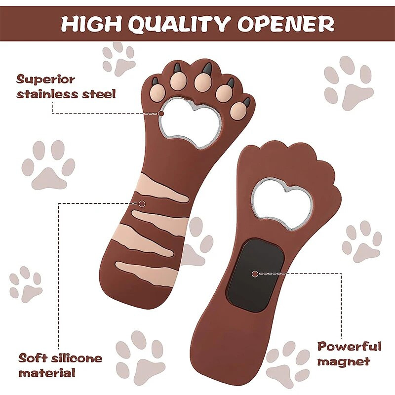 LMETJMA Deschizător de sticle cu labe de pisică drăguț Magnet pentru frigider Deschizător de sticle de bere Formă Băutură de sodă Deschizător de sticle de bere JT174