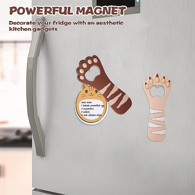 LMETJMA Deschizător de sticle cu labe de pisică drăguț Magnet pentru frigider Deschizător de sticle de bere Formă Băutură de sodă Deschizător de sticle de bere JT174