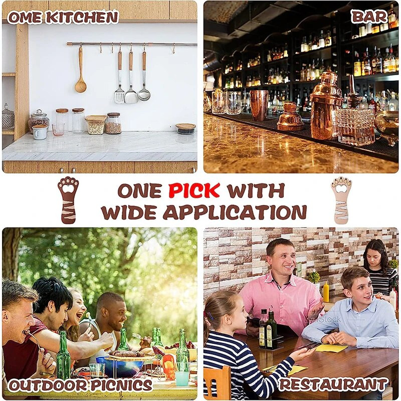 LMETJMA Deschizător de sticle cu labe de pisică drăguț Magnet pentru frigider Deschizător de sticle de bere Formă Băutură de sodă Deschizător de sticle de bere JT174