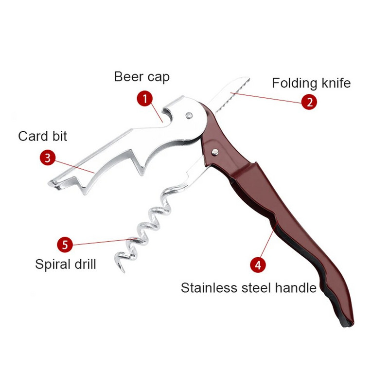 Vyno atidarytuvas Profesionalūs padavėjai Kamščiatraukis 2 viename nerūdijančio plieno butelių atidarytuvas ir folijos pjaustytuvas Dovana vyno mėgėjams