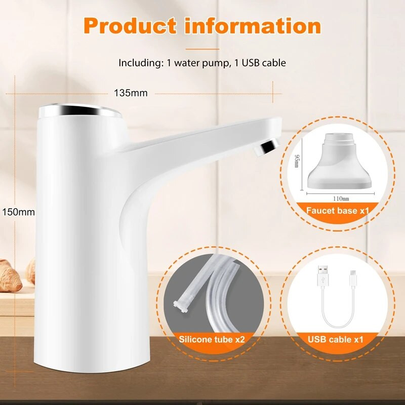 Vandens dozatorius elektrinis vandens butelio siurblys su baziniu USB vandens dozatoriumi, nešiojamasis automatinis vandens siurblio kibiras
