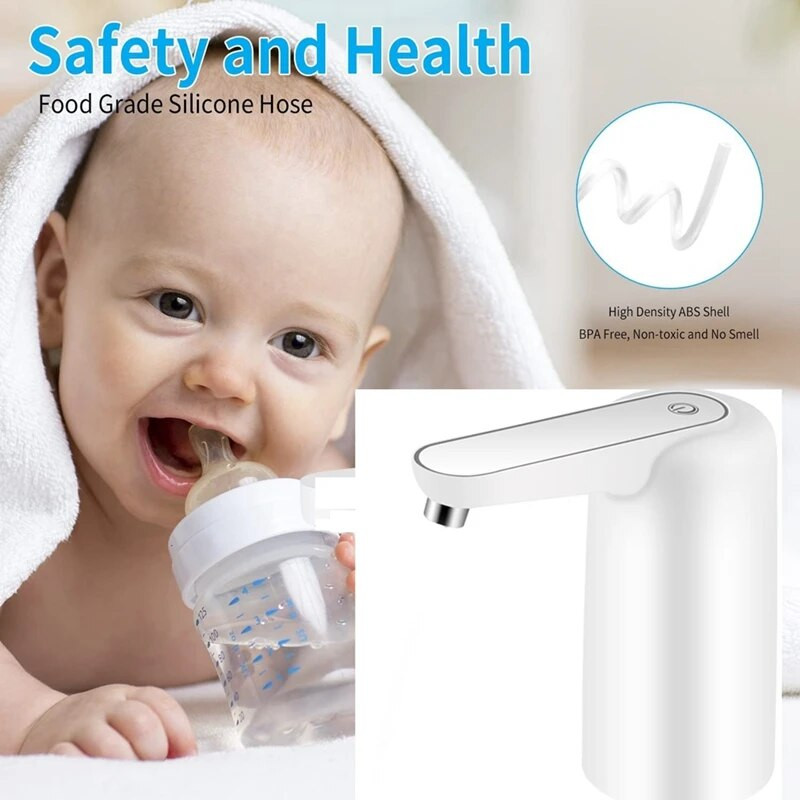 Vandens butelio dozatorius, nuimamas vandens balionėlis buteliui, patobulintas nešiojamas automatinis USB įkrovimas