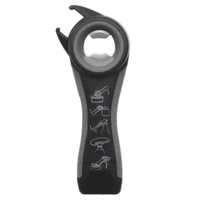 5 az 1-ben fekete multifunkciós rozsdamentes acél műanyag doboz üvegnyitó doboznyitó sörös üdítős üveg kütyü konyhai eszközök