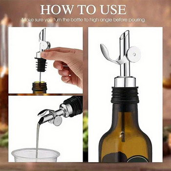 1 τμχ Bottle Pourer Auto Flip Liquor Bottle Pourer for Alcohol Inox Pour Spout with Plug for Cocktail Olive Oil Odegar