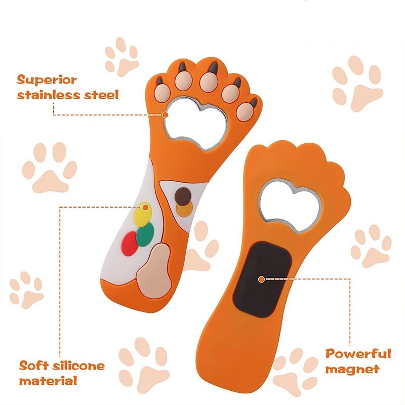 Naujas Fat Cat Claw buteliuko atidarytuvas Animacinio filmo figūrėlė Magnetinis čiulpimo letena Alaus atidarytuvas Minkšti klijai PVC Atsuktuvas Šaldytuvo lipdukai