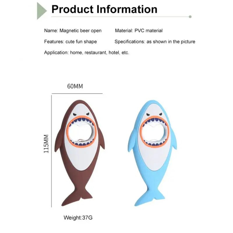 Sörnyitó Kreatív aranyos rajzfilm állatnyitó üvegnyitó mágnes 3d nagykereskedés konyhai bár eszközök cápa sörösüvegnyitó
