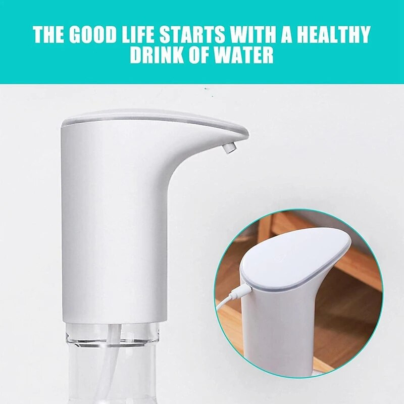 Vandens butelio siurblys, vandens dozatoriaus siurblys vandens ąsočiai USB įkrovimo automatinis vandens butelio jungiklis, skirtas 2-5 galonų buteliui