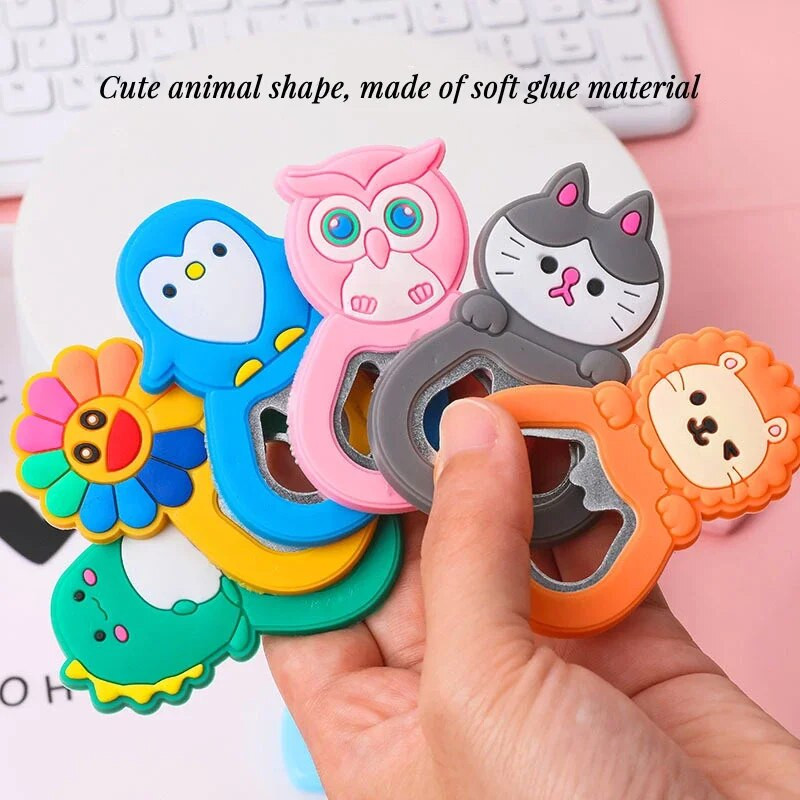 Creative Cartoon Daugiafunkcis silikoninis nerūdijančio plieno butelių atidarytuvas Alaus šaldytuvo atidarytuvai Virtuvės įrankiai An Be šaldytuvo magnetas