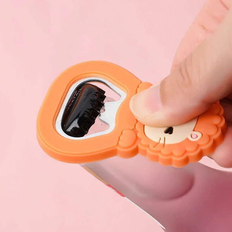 Creative Cartoon Daugiafunkcis silikoninis nerūdijančio plieno butelių atidarytuvas Alaus šaldytuvo atidarytuvai Virtuvės įrankiai An Be šaldytuvo magnetas