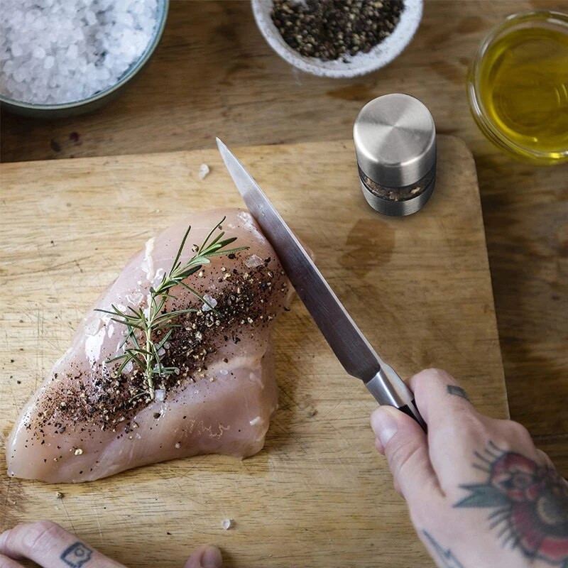 Rankinis druskos pipirų malūnėlis nerūdijančio plieno nešiojamasis mini malūnėlis žolelių pipirų prieskonių rožių druskos virtuvės malimo įtaisams