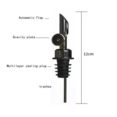 304 nerūsējošā tērauda olīveļļas aizbāznis, dozatora snīpis, mērce, etiķis, automātiski atverams, sprausla, vīna dzēriena pudeles aizbāznis