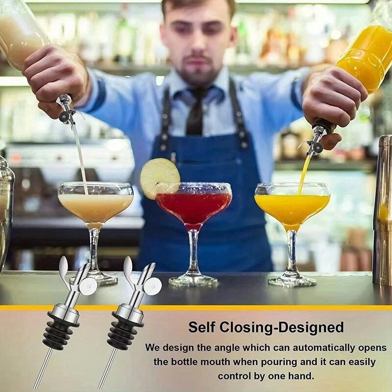 304 nerūsējošā tērauda olīveļļas aizbāznis, dozatora snīpis, mērce, etiķis, automātiski atverams, sprausla, vīna dzēriena pudeles aizbāznis