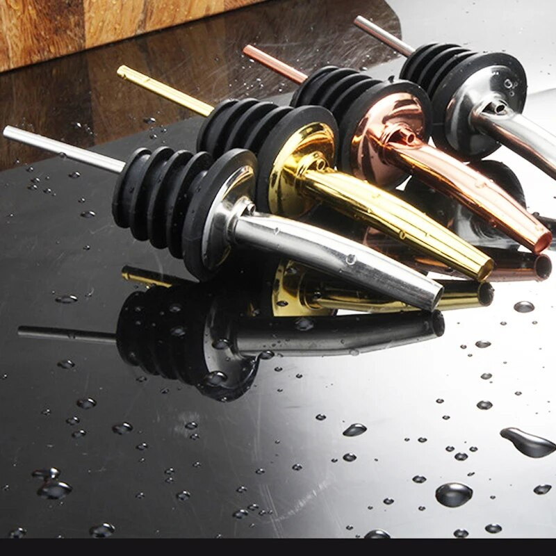 4db fekete/rózaarany/ezüst italkiöntő, rozsdamentes acél italpalack-öntő alkoholhoz, bártartozékok kiöntő csövek