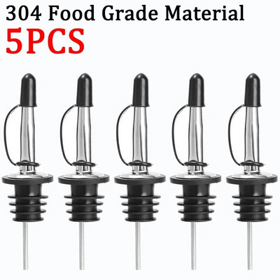 5/1db rozsdamentes acél borkiöntő Tartós borfolyós palack dugó kifolyó palack kiöntő dugó palackrúd tartozékhoz