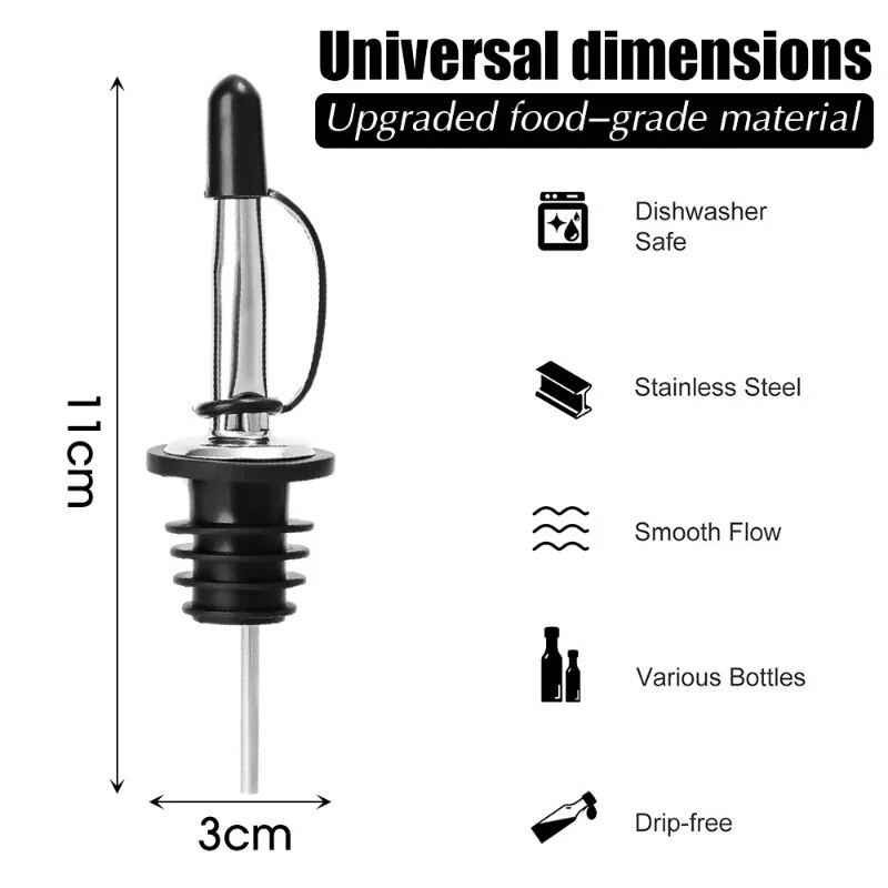 5/1db rozsdamentes acél borkiöntő Tartós borfolyós palack dugó kifolyó palack kiöntő dugó palackrúd tartozékhoz