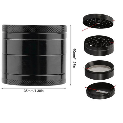 4 slāņu cinka sakausējums, 40 mm metāls, garšaugs, mājsaimniecības preču garšvielu smalcinātājs virtuves dzirnaviņas cigarešu piederumi