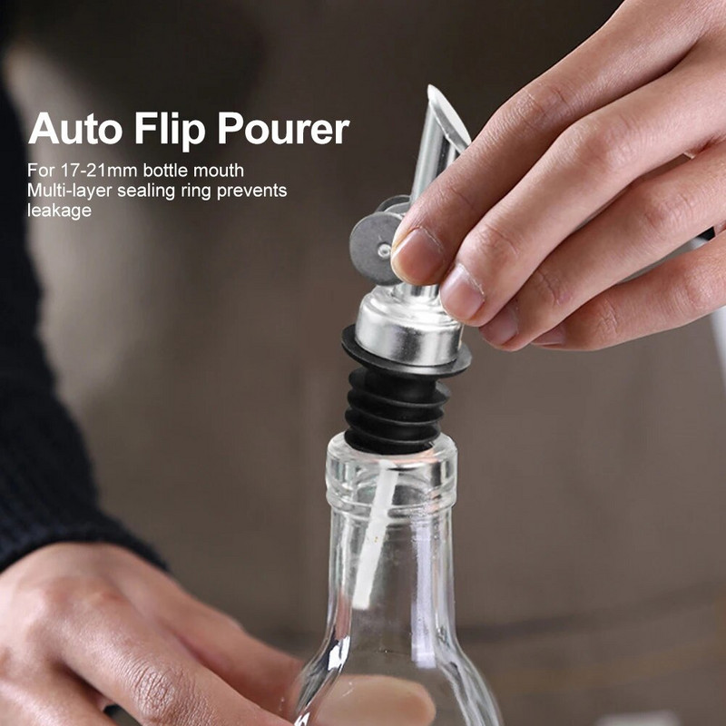 1vnt butelių pylimo mašina automatinis apverčiamas alkoholio butelių pylimo snapelis su nerūdijančio plieno išpilstymo snapeliu su kokteilių alyvuogių aliejaus acto kamščiu