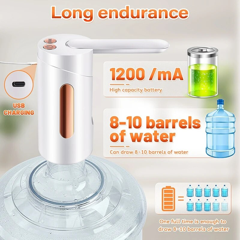 Praktiškas vandens butelio siurblys USB įkrovimo jutiklinis valdiklis su vamzdiniu jungikliu Vandens elektrinis vandens dozatorius namų virtuvei