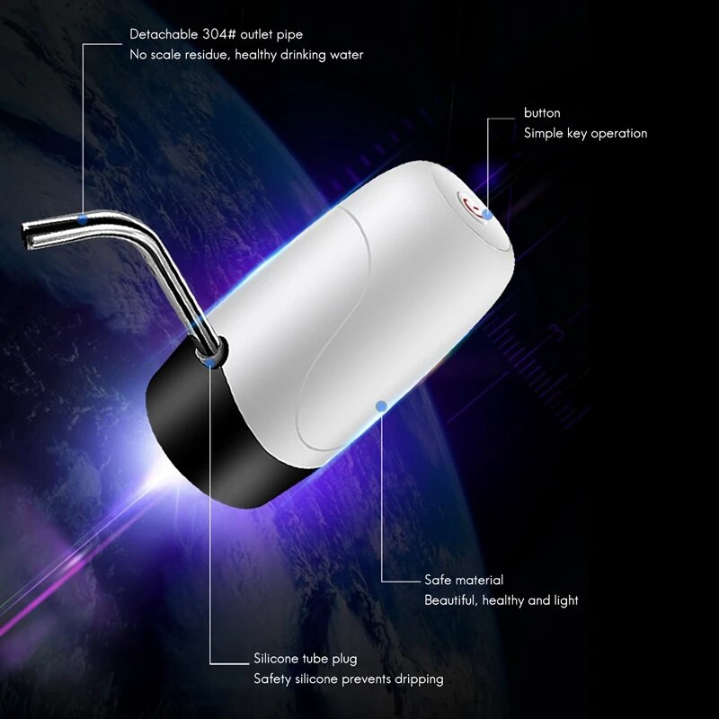 Birou acasă Pompă pentru sticle de apă în aer liber Distribuitor electric de apă Comutator pentru sticle de băut cu galoane portabil Pompă inteligentă de apă