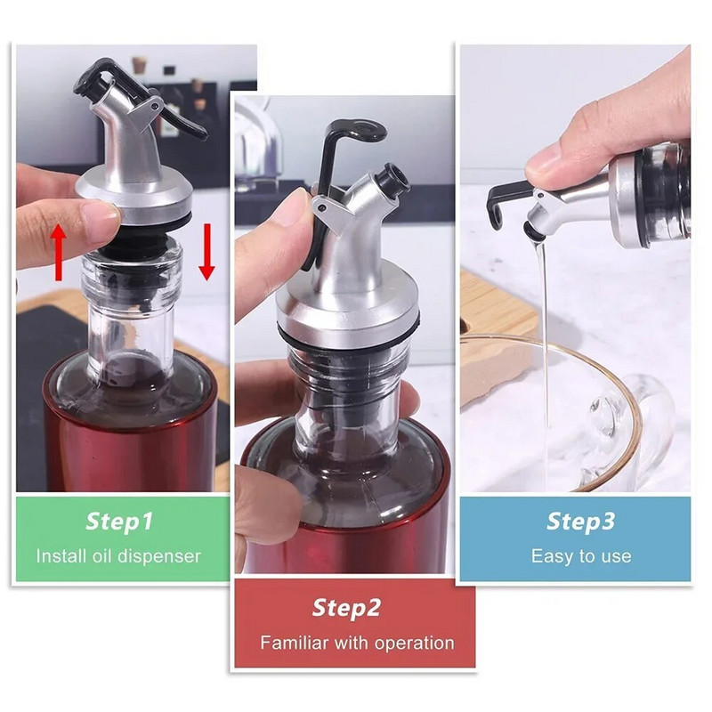 2 vnt Alyvos butelio kamščio užrakto kamščio sandariklis Nelaidus maisto kokybės guminis antgalis purkštukas skysčio dozatorius vyno piltuvo virtuvė