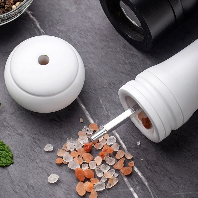 8-tolline must-valge PU-värvi pipraveski köögimajapidamises kasutatav roosisoola pipraveski maitseainepudel