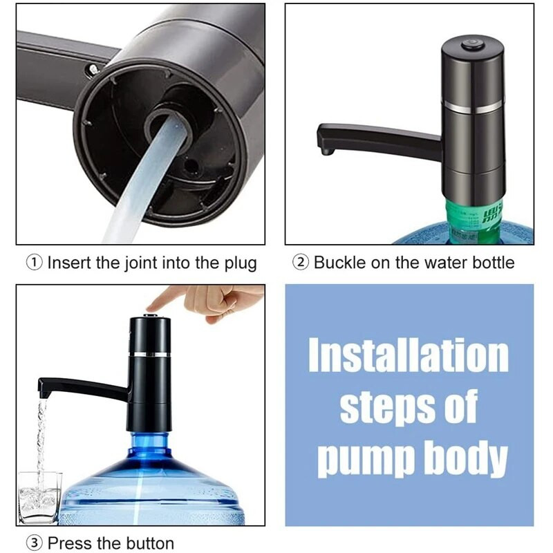 Elektromos palack szivattyú 5 gallon, USB vezeték nélküli hordozható, automatikus kancsó ivóadagoló szűrő otthoni irodához