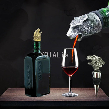 Happy Drinking In Summer Creative Zinc Alloy Animal Head Wine Pourers Tiger Head Wine Mouth Πώμα φιάλης δώρου για διακοπές