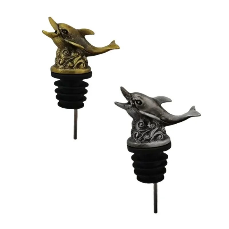 Naujo stiliaus išskirtinis bioninis delfinų užpylimo taškas buteliuko kamštis vandenyno garso juostos įrankis abstrakčiojo meno puošmena šventinė dovana vyno burnai