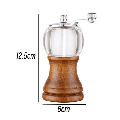 Medienos druskos pipirų malūnėlis, rankinis mini keraminis malūnėlis pipirų ir druskos plaktuvai Daugiafunkcis malūnėlis kepsninės virtuvės įrankiai