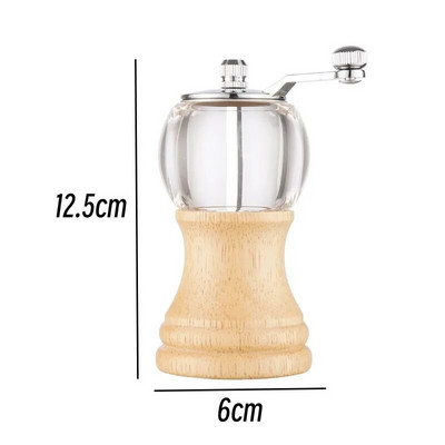 Medienos druskos pipirų malūnėlis, rankinis mini keraminis malūnėlis pipirų ir druskos plaktuvai Daugiafunkcis malūnėlis kepsninės virtuvės įrankiai