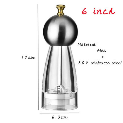 5/6/8 inča Ručni mlinac za papar Akrilna keramička jezgra Mlinac za papar morsku sol Višenamjenski mlinovi za žitarice Mlinovi za začine Naprave