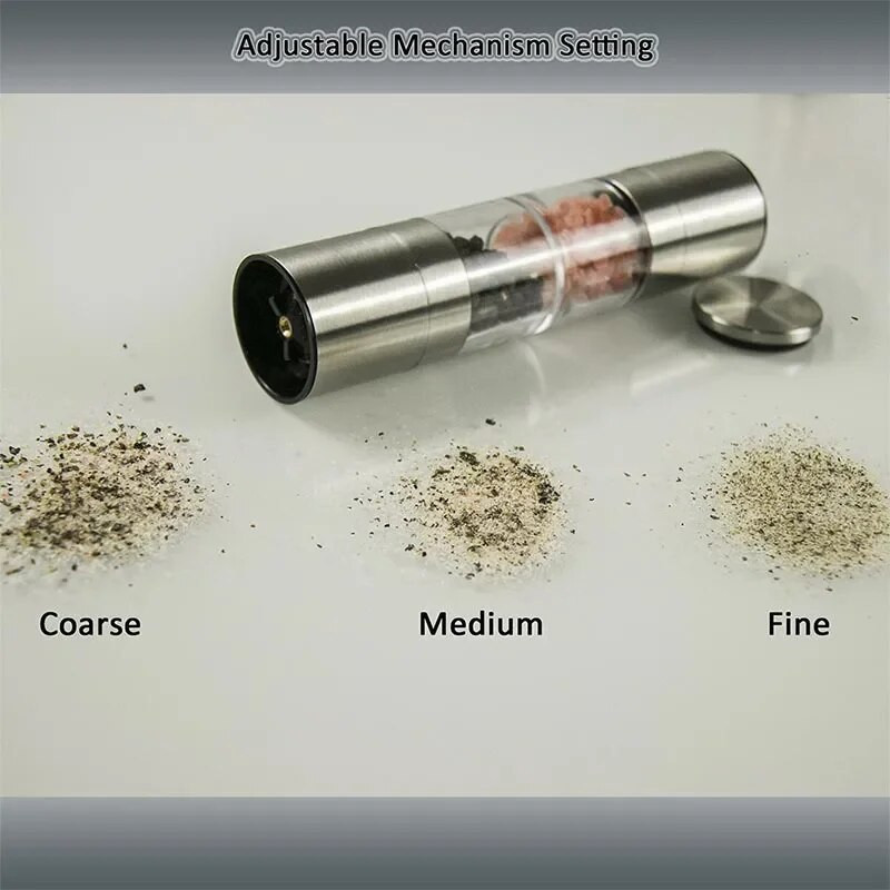 2 az 1-ben rozsdamentes acél borsdaráló Kétfejű paprikadaráló kerámia őrlőmag só- és borsdaráló